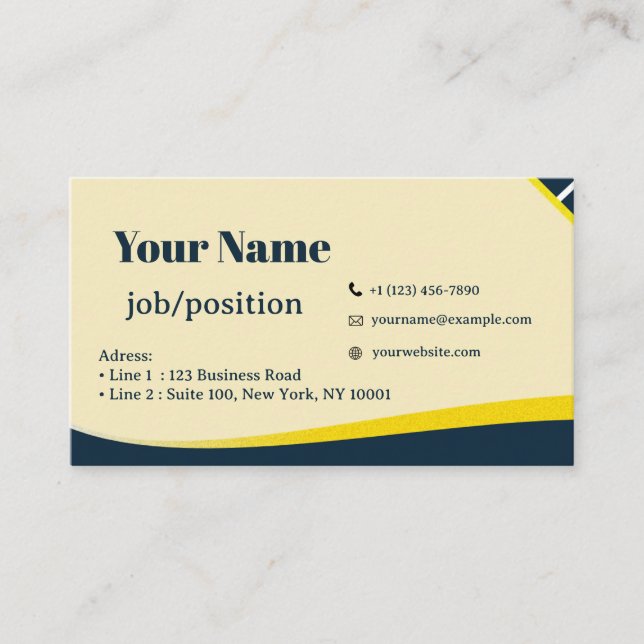 Modern Professional Blue Gold Business Card  (Front)