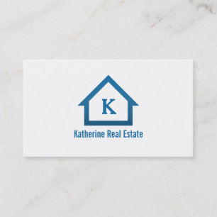 Modern Professional Blue Real Estate Icon Realtor Business Card