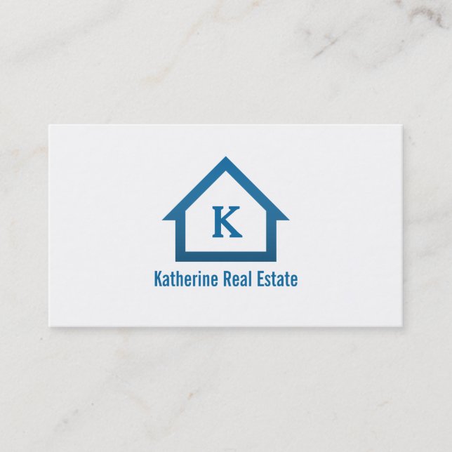 Modern Professional Blue Real Estate Icon Realtor Business Card (Front)