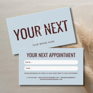 Modern professional blue red your next appointment card