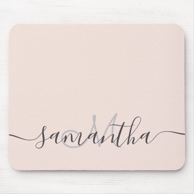 Modern professional blush pink monogram mouse pad (Front)
