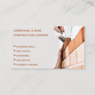 Modern Professional Bricklayer Builder Business Card