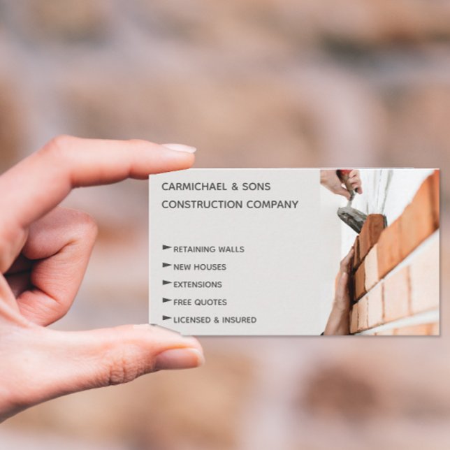 Modern Professional Bricklayer Builder Business Card (Creator Uploaded)