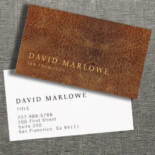 Modern Professional Brown Leather Effect Business Card