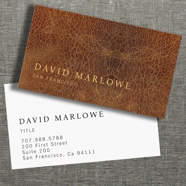 Modern Professional Brown Leather Effect Business Card (Creator Uploaded)