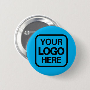 Modern Professional Business Logo Sky Blue Black 6 Cm Round Badge