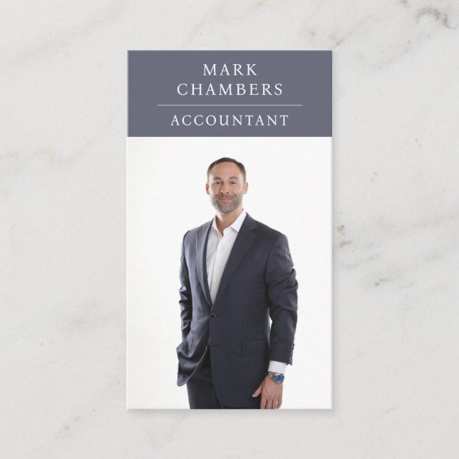 Modern Professional Business Photo Accountant Business Card (Front)