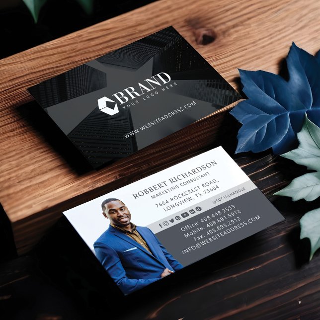 Modern Professional Business Photo Portrait & Logo Business Card (Modern Professional Business Photo Portrait & Logo Business Card)