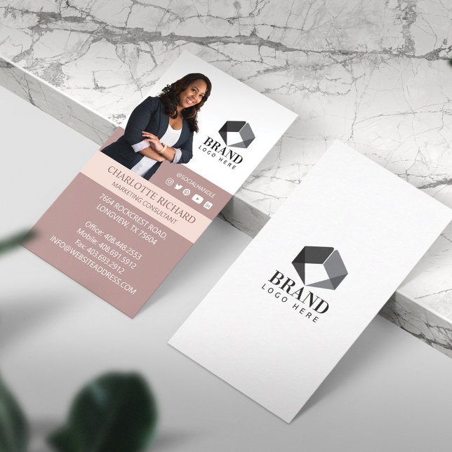 Modern Professional Business Photo Portrait & Logo Card (Creator Uploaded)
