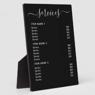 Modern Professional Business Price List  Plaque