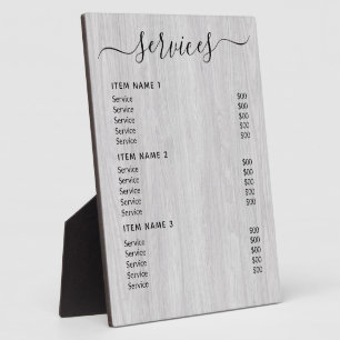Modern Professional Business Price List Plaque