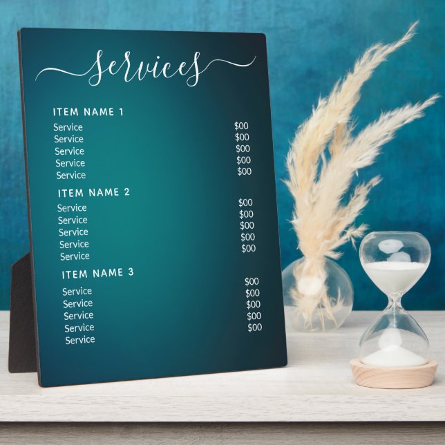 Modern Professional Business Price List  Plaque (Side)