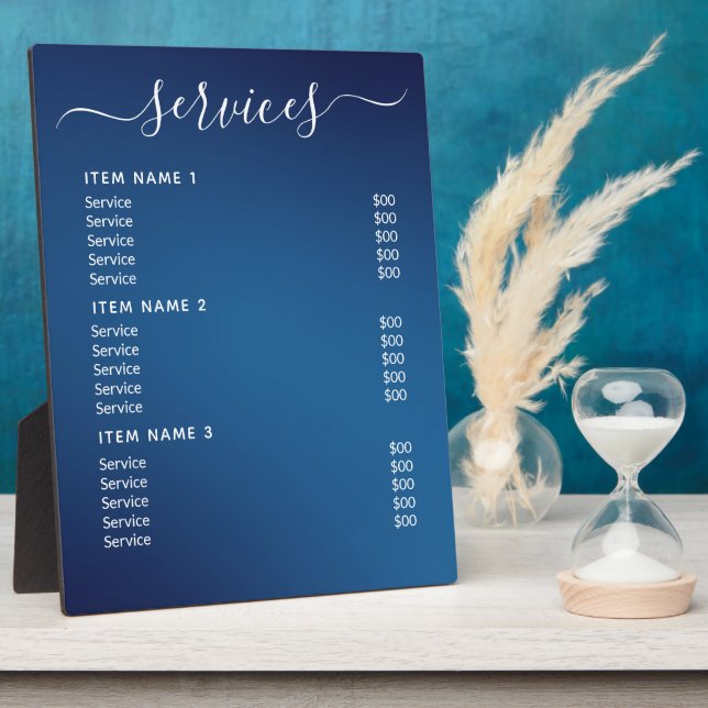 Modern Professional Business Price List  Plaque (Side)