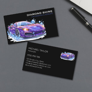 Modern Professional Car Detailing Washing Cleaning Business Card