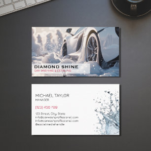Modern Professional Car Detailing Washing Cleaning Business Card