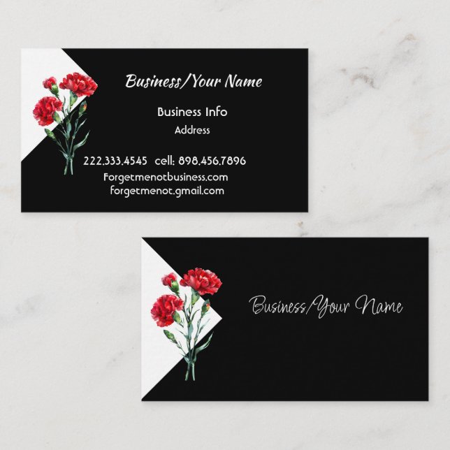Modern Professional Carnatiorn Garden Flower Business Card (Front/Back)