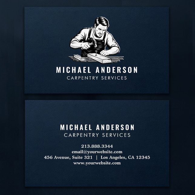 Modern professional Carpentry Service and Handyman Business Card (Creator Uploaded)