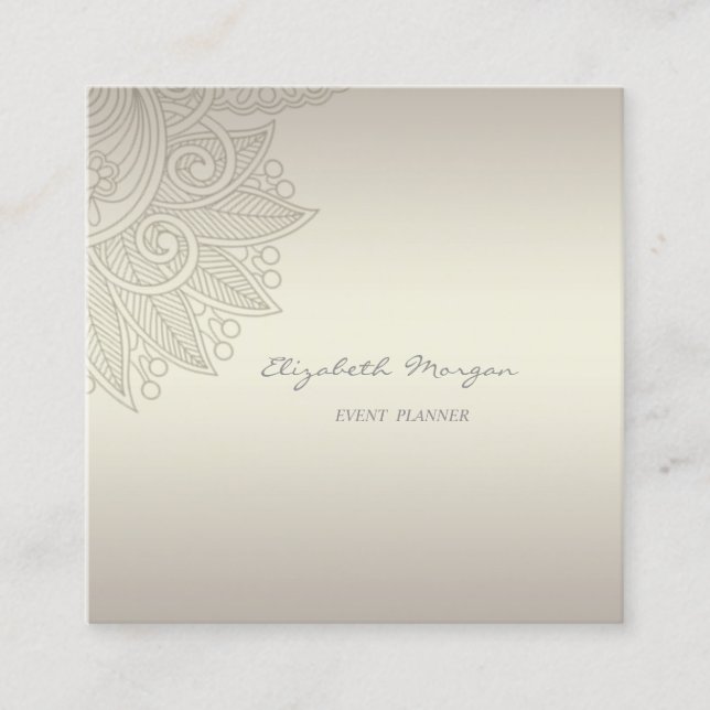 Modern Professional Charming  Luminous,Lace Square Business Card (Front)