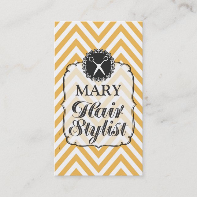 Modern Professional Chevron Hair Stylist Cards (Front)
