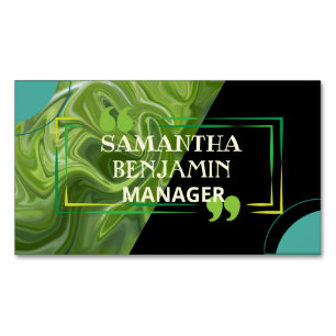 Modern Professional Classic Green Black Stylish Magnetic Business Card