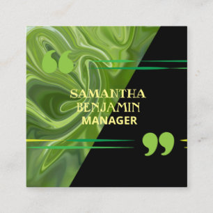 Modern Professional Classic Green Black Stylish Square Business Card