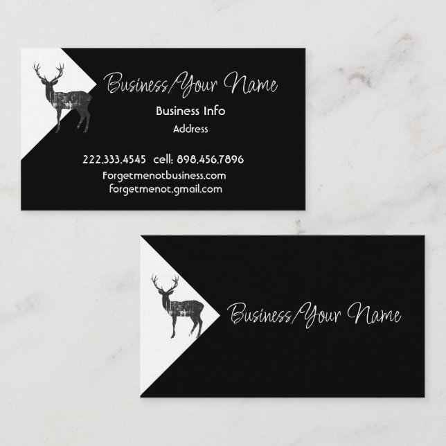 Modern Professional Classic Logo Stag Deer Business Card (Front/Back)