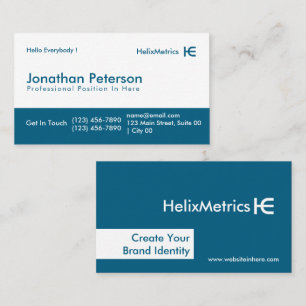 Modern Professional Clean Blue White HelixMetrics Business Card