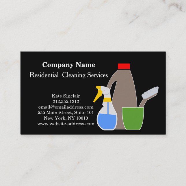 Modern Professional Cleaning Service Business Card (Front)
