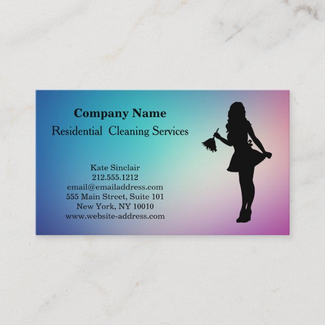 Modern Professional Cleaning Service Business Card (Front)