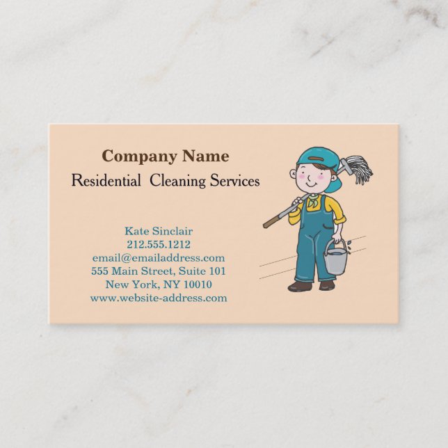 Modern Professional Cleaning Service Business Card (Front)