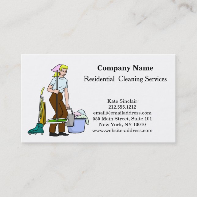 Modern Professional Cleaning Service Business Card (Front)