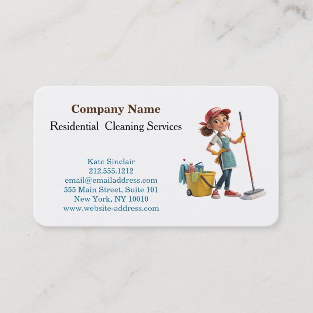 Modern Professional Cleaning Service Business Card (Front)