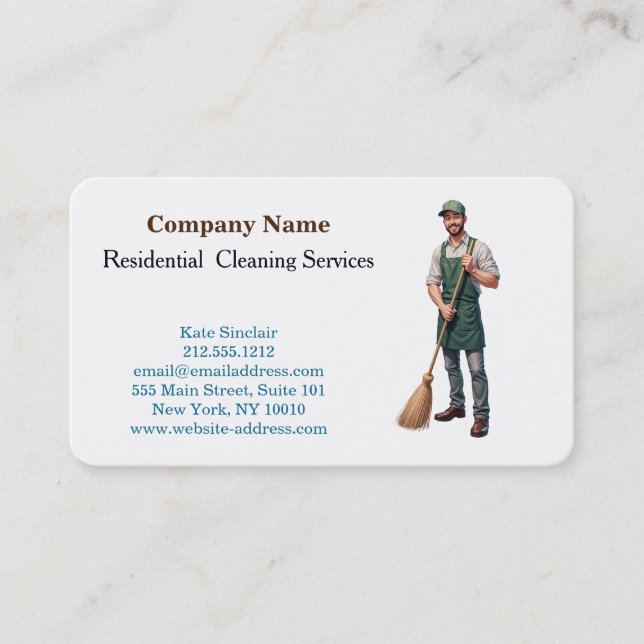 Modern Professional Cleaning Service Business Card (Front)
