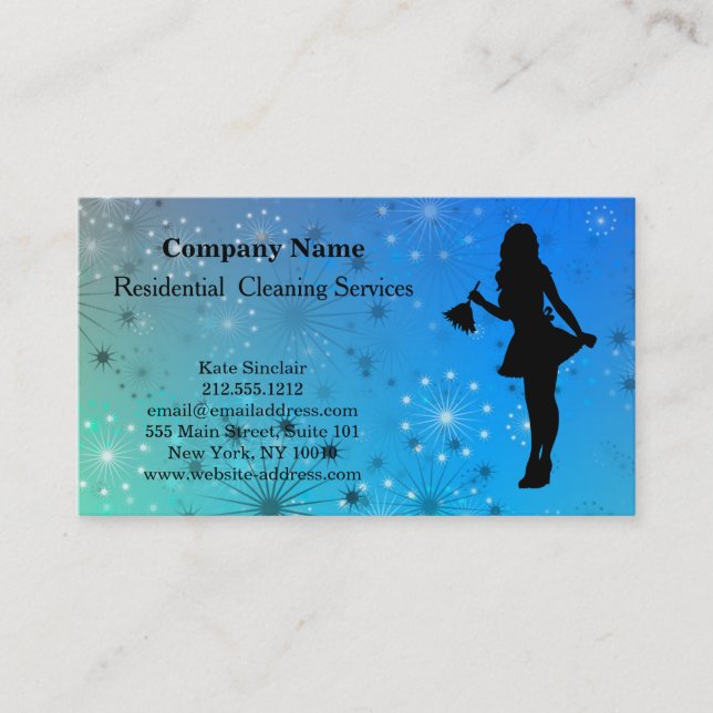 Modern Professional Cleaning Service Business Card (Front)