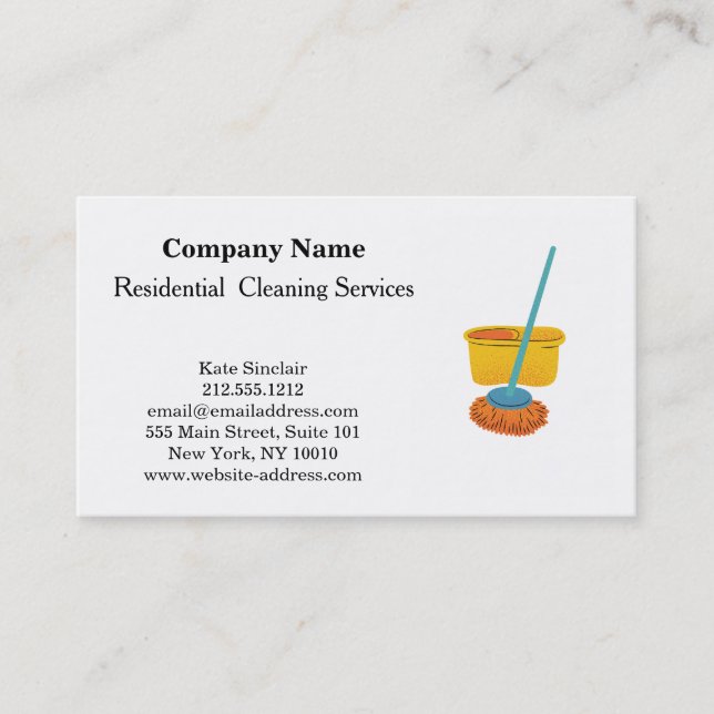 Modern Professional Cleaning Service Business Card (Front)