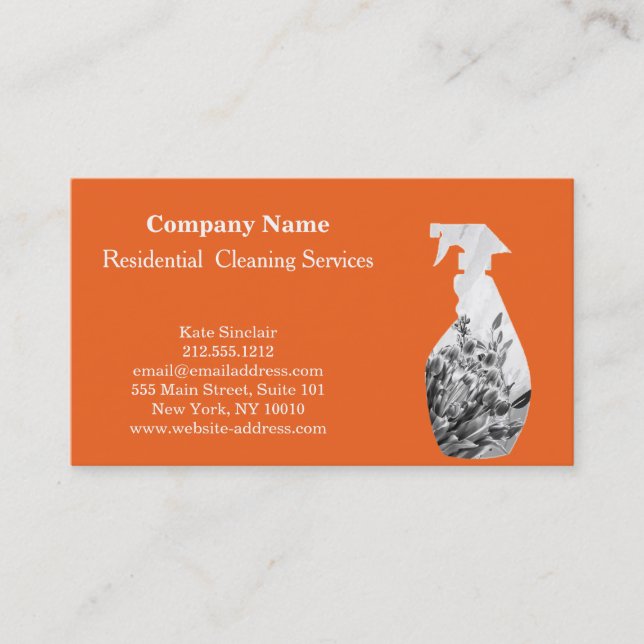 Modern Professional Cleaning Service Spray Bottle Business Card (Front)