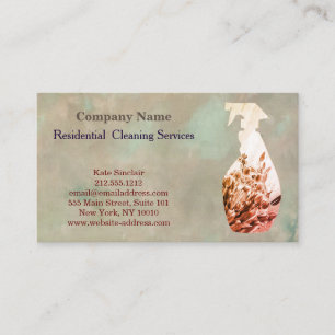 Modern Professional Cleaning Service Spray Bottle Business Card
