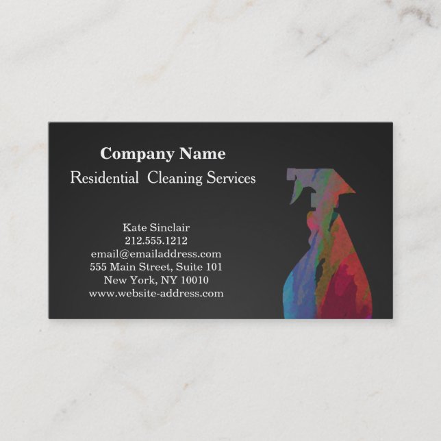 Modern Professional Cleaning Service Spray Bottle Business Card (Front)