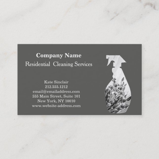 Modern Professional Cleaning Service Spray Bottle Business Card (Front)