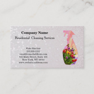 Modern Professional Cleaning Service Spray Bottle Business Card