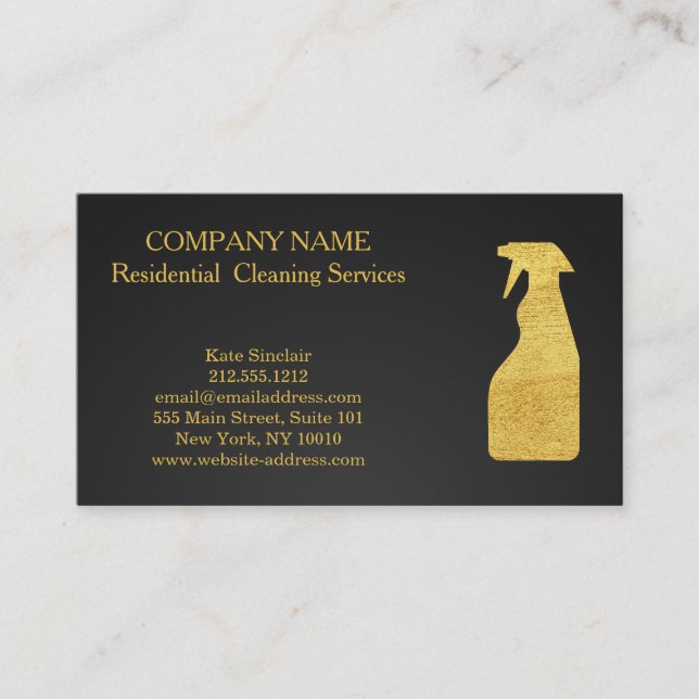Modern Professional Cleaning Service Spray Bottle Business Card (Front)