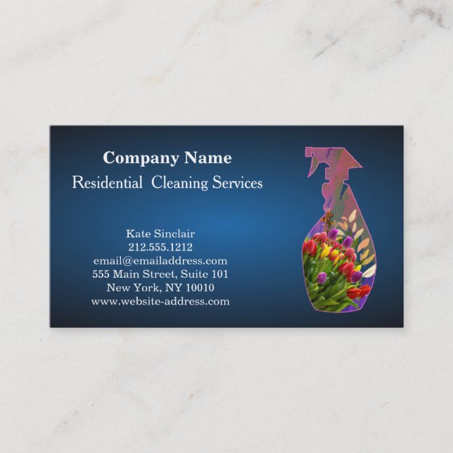 Modern Professional Cleaning Service Spray Bottle  Business Card (Front)
