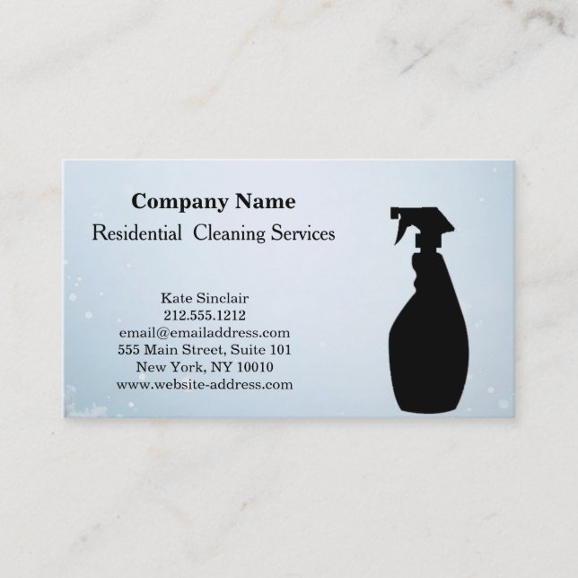 Modern Professional Cleaning Service Spray Bottle Business Card (Front)
