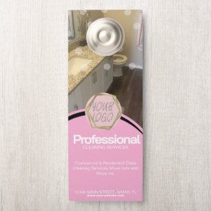 Modern Professional Cleaning Services Pink Door Hanger