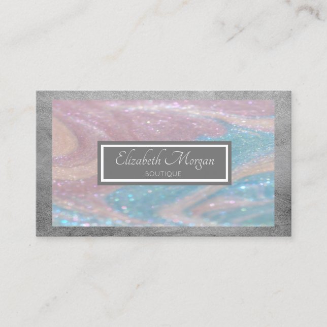 Modern Professional Colourful Glitter  Frame Business Card (Front)