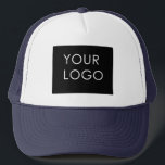 Modern Professional Company Business Logo Blue Trucker Hat<br><div class="desc">Modern Customisable Business Company Corporate Logo gifts. Add your logo or image to this modern, elegant minimalist pink gradient ombre design. You can simply add your company logo, image, or personal photo. Editable logo or photo business or individual personal gift for a friend, co-worker, or anyone else. Customisable company business...</div>