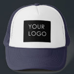 Modern Professional Company Business Logo Blue Trucker Hat<br><div class="desc">Modern Customisable Business Company Corporate Logo gifts. Add your logo or image to this modern, elegant minimalist pink gradient ombre design. You can simply add your company logo, image, or personal photo. Editable logo or photo business or individual personal gift for a friend, co-worker, or anyone else. Customisable company business...</div>