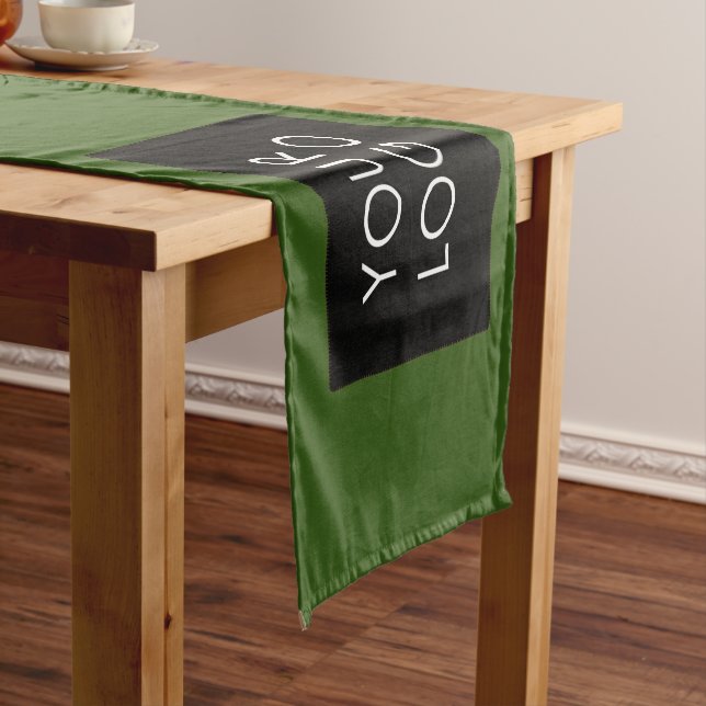 Modern Professional Company Business Logo Green Short Table Runner (In Situ)
