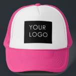 Modern Professional Company Business Logo Pink Trucker Hat<br><div class="desc">Modern Customisable Business Company Corporate Logo gifts. Add your logo or image to this modern, elegant minimalist pink gradient ombre design. You can simply add your company logo, image, or personal photo. Editable logo or photo business or individual personal gift for a friend, co-worker, or anyone else. Customisable company business...</div>