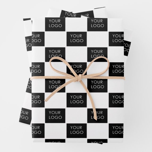 Modern Professional Company Business Logo Promo  Wrapping Paper Sheet (In situ)